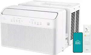 Midea 8,000 BTU U Shaped Smart Inverter Window Air Conditioner, Cools up to 350 Sq. Ft., Ultra Quiet with Open Window Flexibility, Works with Alexa/Google Assistant, 35% Energy Savings, Remote Control