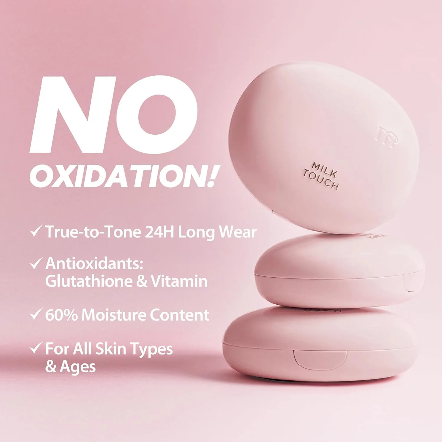 milktouch Cushion Foundation, 24H Flawless Skin, Radiant Shine, No Oxidation, Long-Lasting, Non-Creasing, 60% Hydrating Skincare Infused Korean Foundation, Valentines Gifts (27N Chai)
