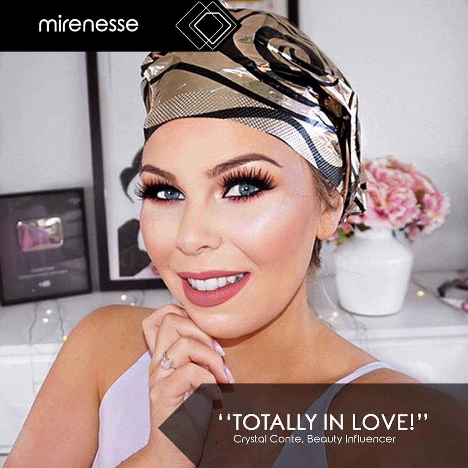 Mirenesse Thermal Wrap & Repair Hair Sheet Mask, Super Hydrating, Hair Growth Serum, Self Heating Foil Cap Deep Conditioner for Dry Damaged Colored Hair, Organic Coconut & Argan Oil, 1.4 oz (8 Pack)