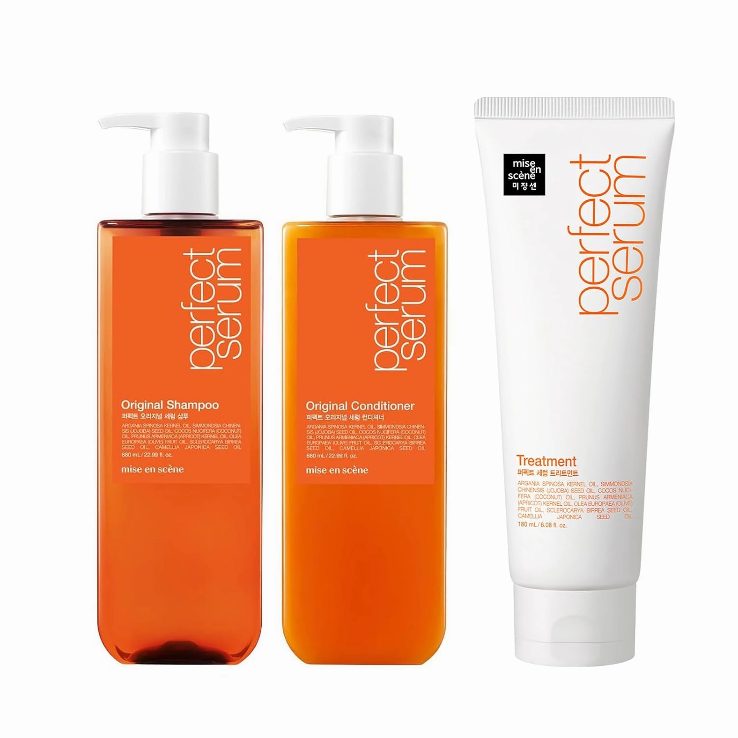 Mise En Scene Perfect Serum Shampoo and Conditioner with Mise En Scene Perfect Serum Hair Treatment