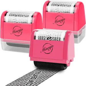Miseyo Wide Roller Stamp Identity Theft Stamp 1.5 Inch Perfect for Privacy Protection,Anti-Theft Security Confidential Easy for Guard Personal Information Blockout - 3Pack Set (Peach)