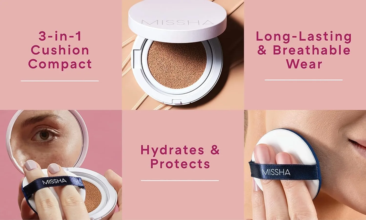 MISSHA Magic Cushion Foundation No.21 Light Beige for Bright Skin, Flawless Coverage,Dewy Finish,Easy Application for All Skin Types