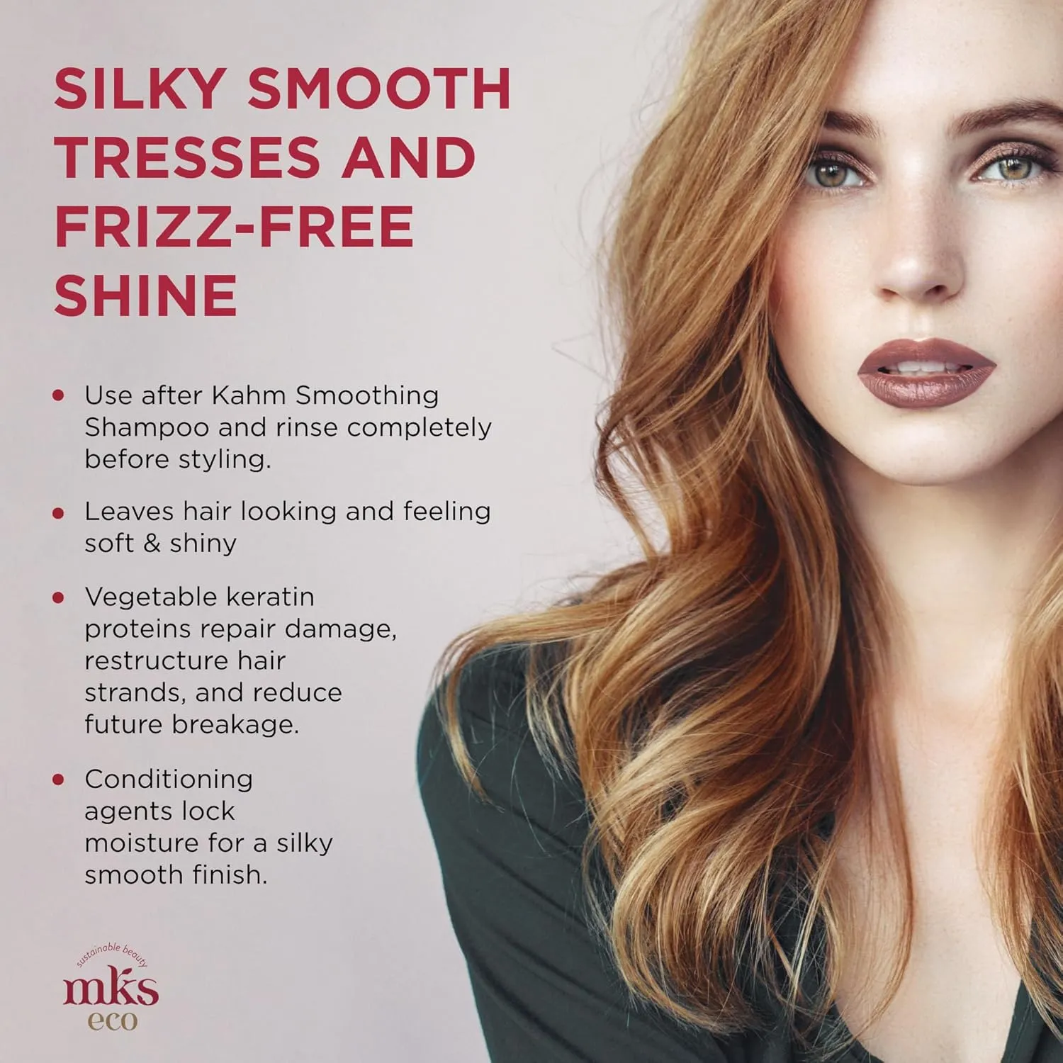 MKS eco Kahm Smoothing Conditioner, Original Scent - Detangle, Moisturize & Repair Hair - With Moroccan Argan Oil, Hemp Seed Oil & Vegetable Keratin Protein - Vegan, Cruelty Free
