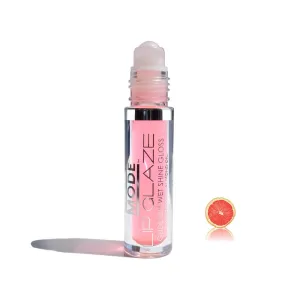 MODE Lip Glaze Flavored Lip Gloss CANDIED PINK GRAPEFRUIT Delicious Flavor, Roll On Sweet Wet Nourishing Shine, Hydrating Skincare Fruit Oils, Made in NY USA