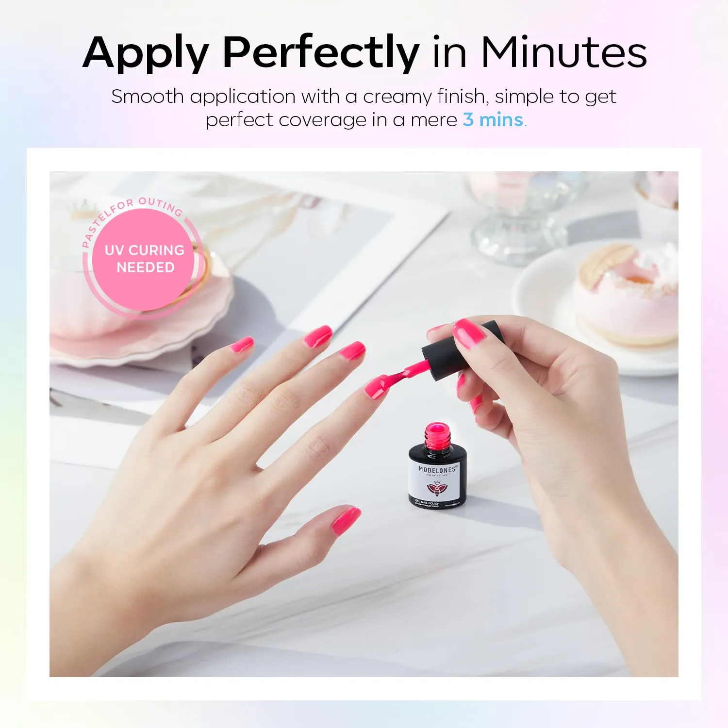 Modelones 40 Pcs Gel Nail Polish Set, 36 Colors Summer Rainbow Neon Gel Polish Bright Hot Pink Green Yellow Purple Blue Glitter Nail Gel Polish with Soak Off Base Coat& Matte Glitter Glossy Top Coat
