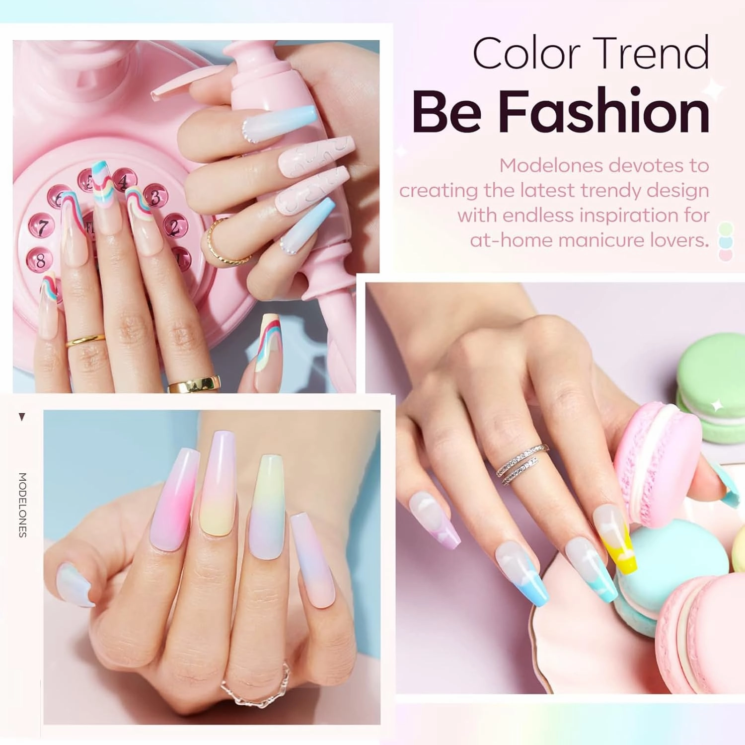 Modelones 40 Pcs Gel Nail Polish Kit, 36 Colors Dreamy Macaroon Pastel Gel Polish Colors Set Soak Off LED Soft Summer Bright Purple Pink Blue Yellow Green with Base Coat& Matte Glitter Glossy Top Coat