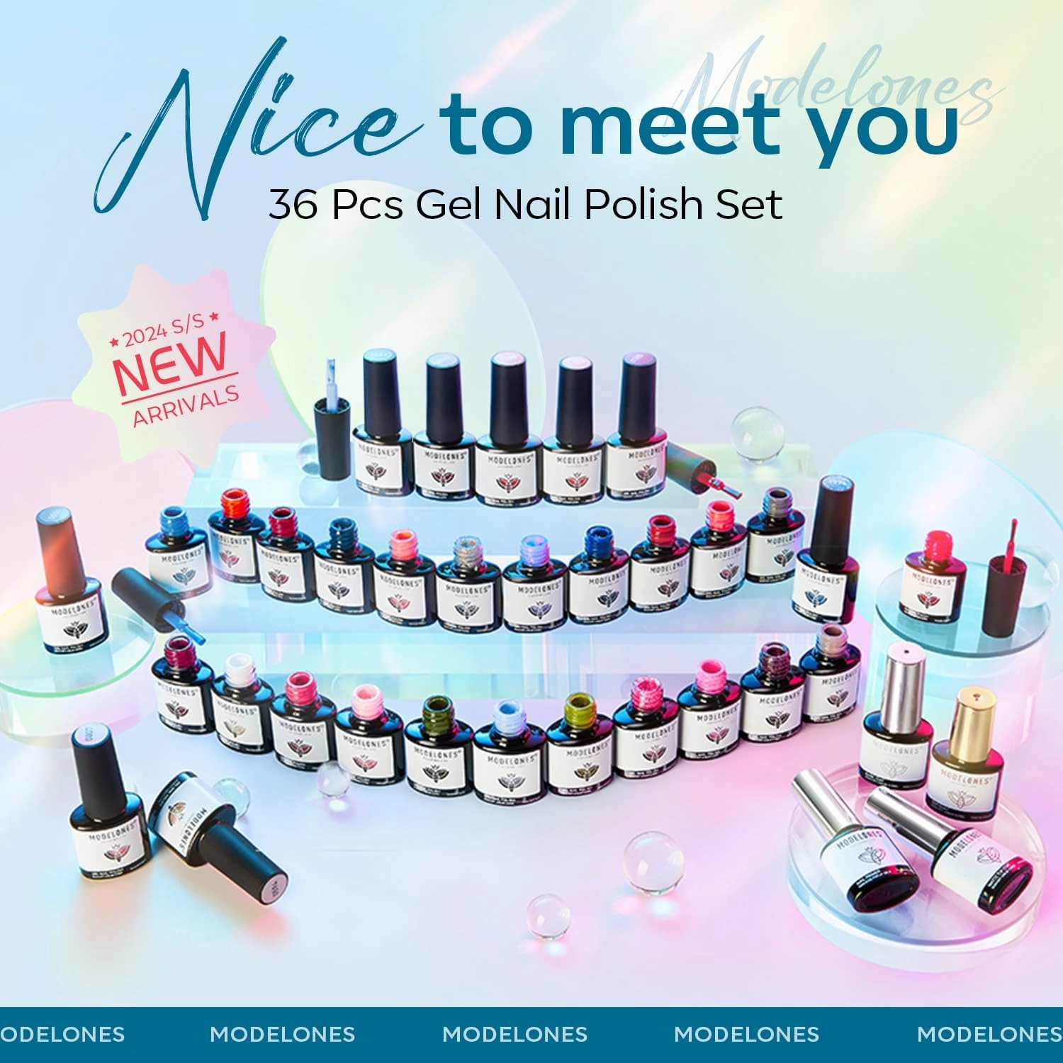 modelones 40 Pcs Gel Nail Polish Set, 36 Colors Nude Pink White Gel Polish Dark Red Blue Brown Glitter Nail Polish with Base & Matte/Glossy/Glitter Top Coat Soak Off Nail Art Kit