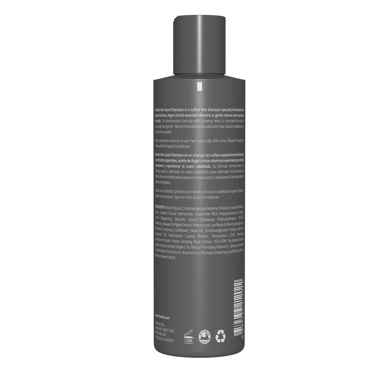 MOEHAIR Hair Guard Shampoo | Stimulates Hair Follicles | Hair Thickening and Volumizing Shampoo | Infused with Argan Oil, Ginseng & Vitamins | Paraben & Sulfate Free (12 Fl. Oz)