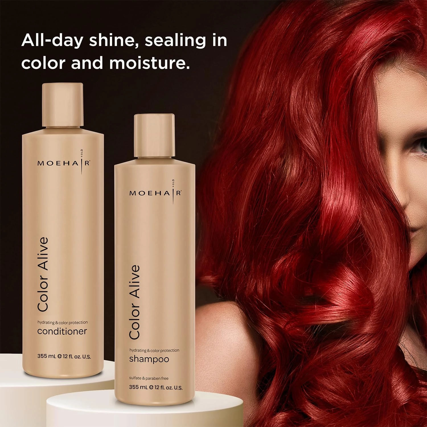 MOEHAIR Color Alive Shampoo and Conditioner Set – 12 Fl. Oz | Boost Vibrancy, Shine & Texture | Fade-Proof Hair Color | Salon-Grade Color Protecting Shampoo and Conditioner | Sulfate and Paraben-Free