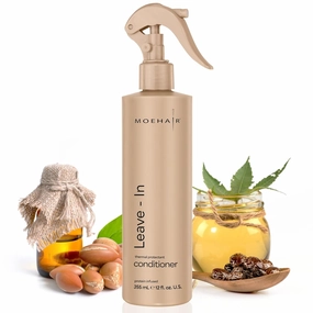 MOEHAIR Leave-in Conditioner (12 Fl. Oz.) | Infused with Proteins and Argan Oil | Curly Hair Detangler Spray For Women & Men | Hair Softener | Breakage and Split End Repair | Sulfate and Paraben Free
