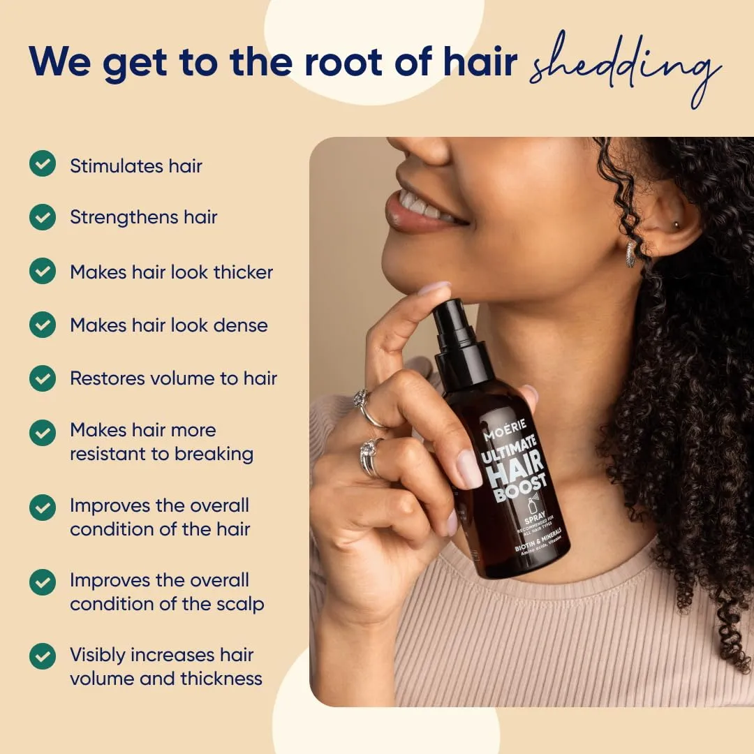 Moerie Ultimate Hair Growth Spray Designed to Strengthen & Stop Hair Loss - 100% Natural Serum for with over 100 Minerals, Vitamins & Amino acids - Fresh Scent - 5.07 Fl. Oz