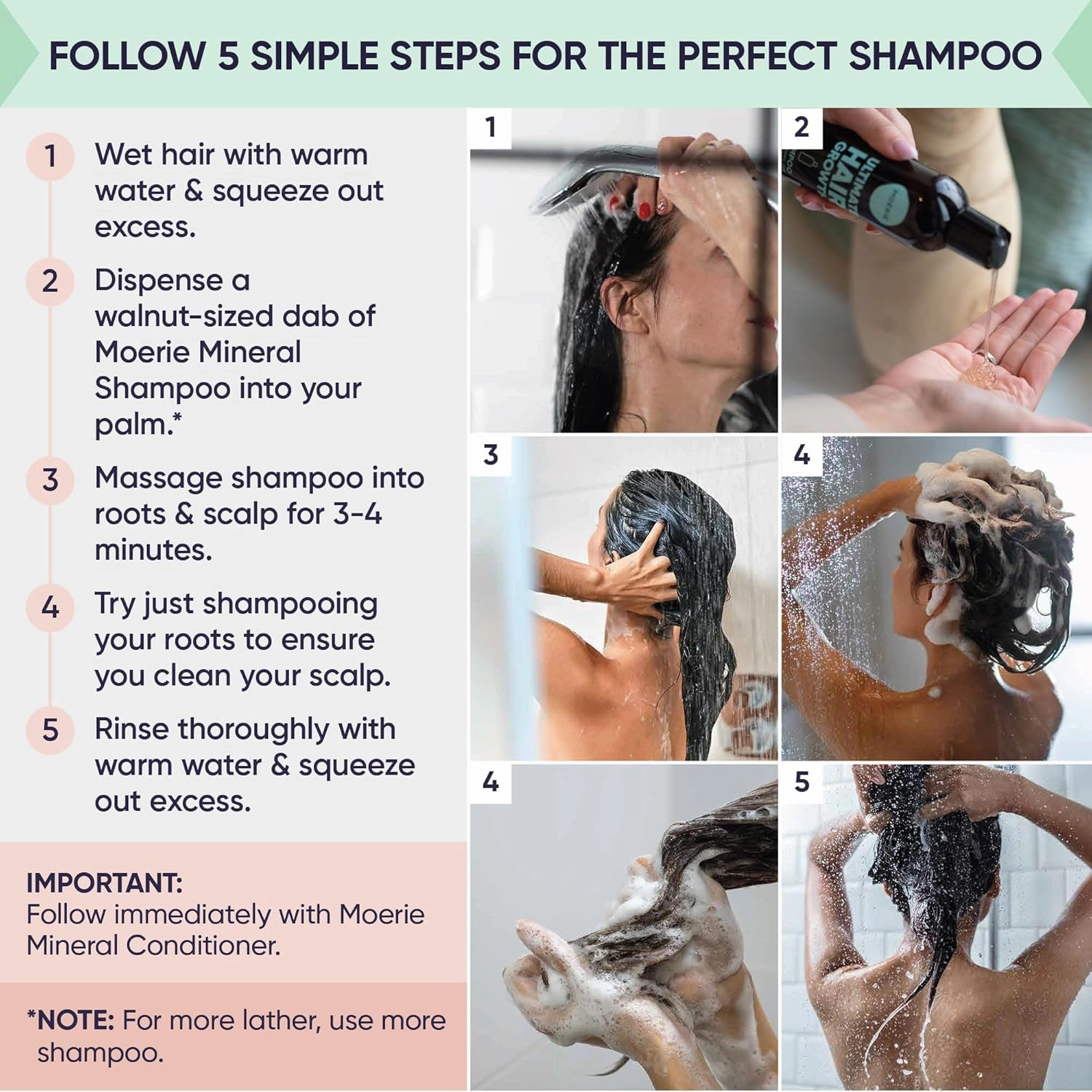 Moerie Ultimate Hair Growth Shampoo – For Longer, Thicker, Fuller Hair - Vegan Friendly Volumizing Hair Products – Paraben & Silicone Free – All Hair Types – Reverse Hair Loss – 8.45 fl oz, Double Set