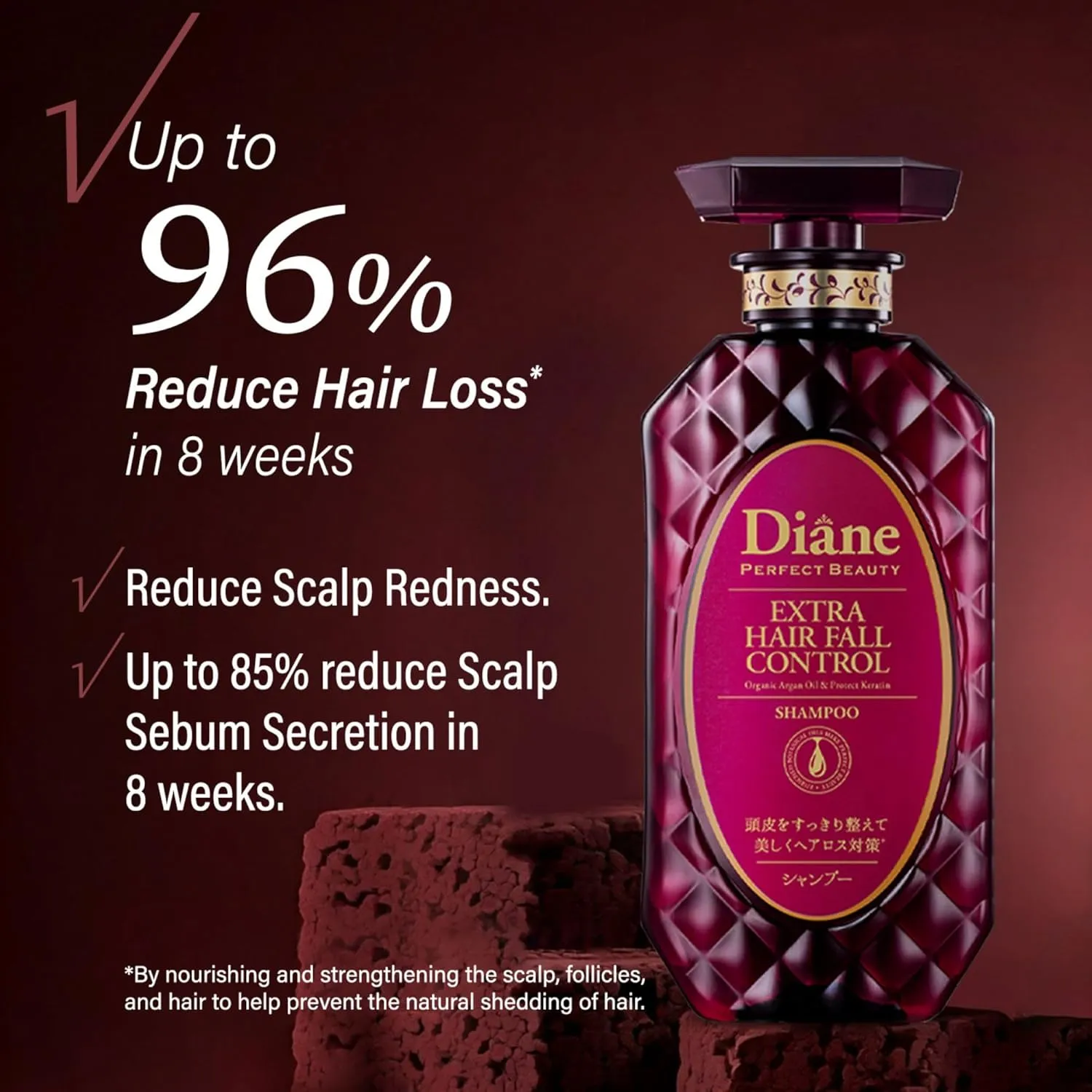 Moist Diane Hair Loss Shampoo and Conditioner Set for Hair Thickening & Scalp Revitalizing Women & Men, Organic Anti-Hair Loss Shampoo Hair Care with Argan Oil from Japan, HAIR FALL CONTROL 30.4 Fl Oz