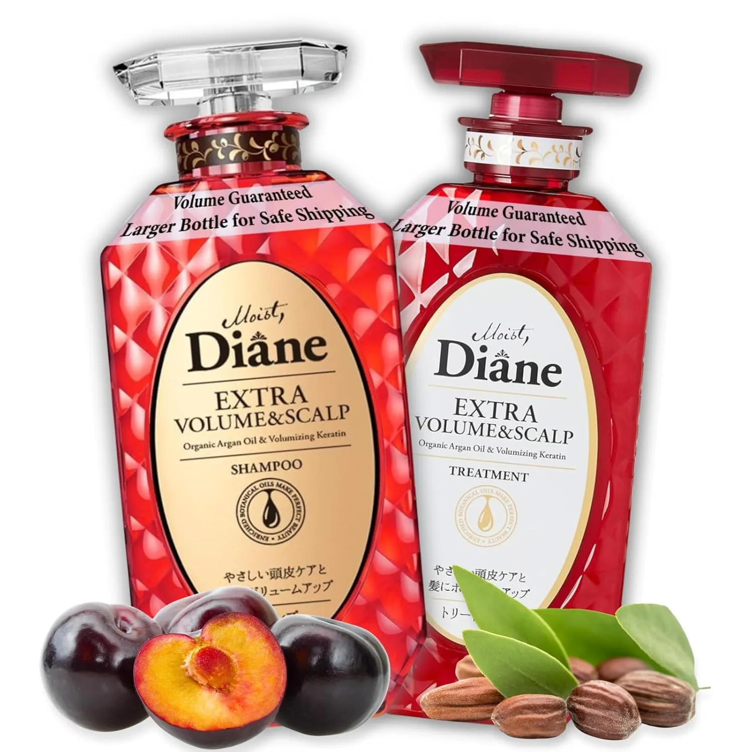 Moist Diane Keratin Shampoo and Conditioner Set for Thinning Hair Women & Men, Organic Hair Care w/Argan Oil for Hair Fall & Itchy Scalp from Japan, Silicone & Sulfate Free, VOLUME & SCALP 30.4 Fl Oz