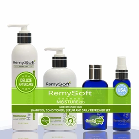 Moisturelab Deluxe System - Safe for Hair Extensions, Weaves and Wigs - Salon Formula Shampoo, Conditioner & Serum - Gentle Sulfate-free Lather