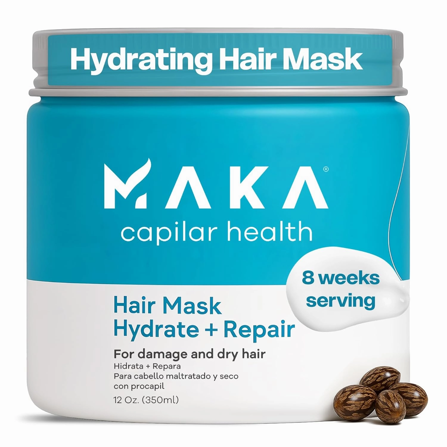 Moisturizing Hair Mask for Repairing, Dry, Damaged Hair – Deep Conditioner for Frizz Control, Curl Definition, and Healthy Looking Hair, 12 fl oz