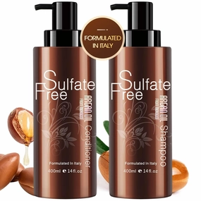 Moisturizing Organic Sulfate Free Moroccan Argan Oil Shampoo and Conditioner Set - Smooth Shampoo and Conditioner Sets,Color Safe Treatment, Repairing For Dry, Damaged, Frizzy