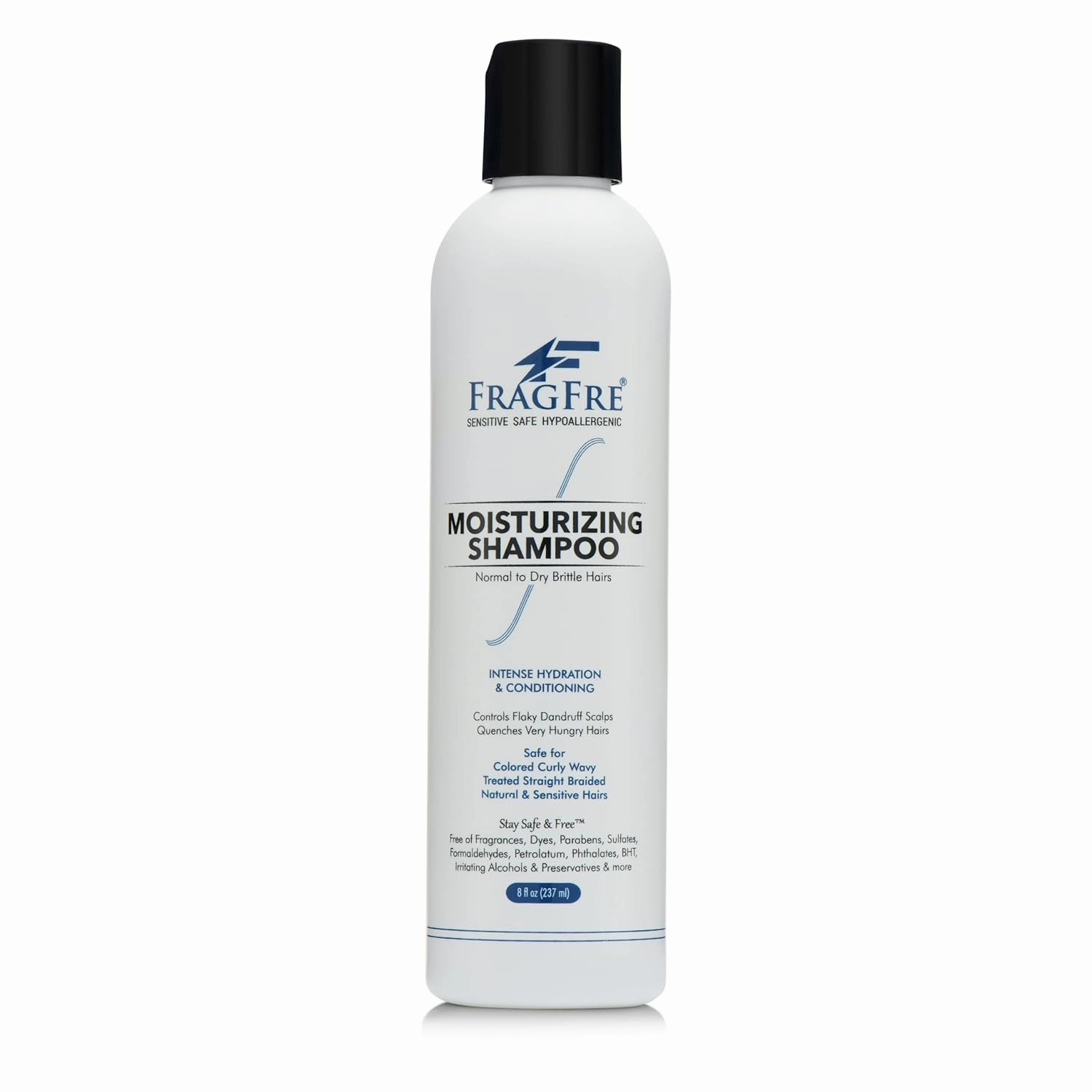 Moisturizing Shampoo 8 oz: Fragrance-Free, Hypoallergenic, and Sulfate-Free - Nourish and Hydrate Your Dry, Hungry Hair with a Safe and Gentle Oil Shampoo - Ideal for Colors and Sensitive Scalps - Vegan and Cruelty-Free (1 Pack 8 oz)