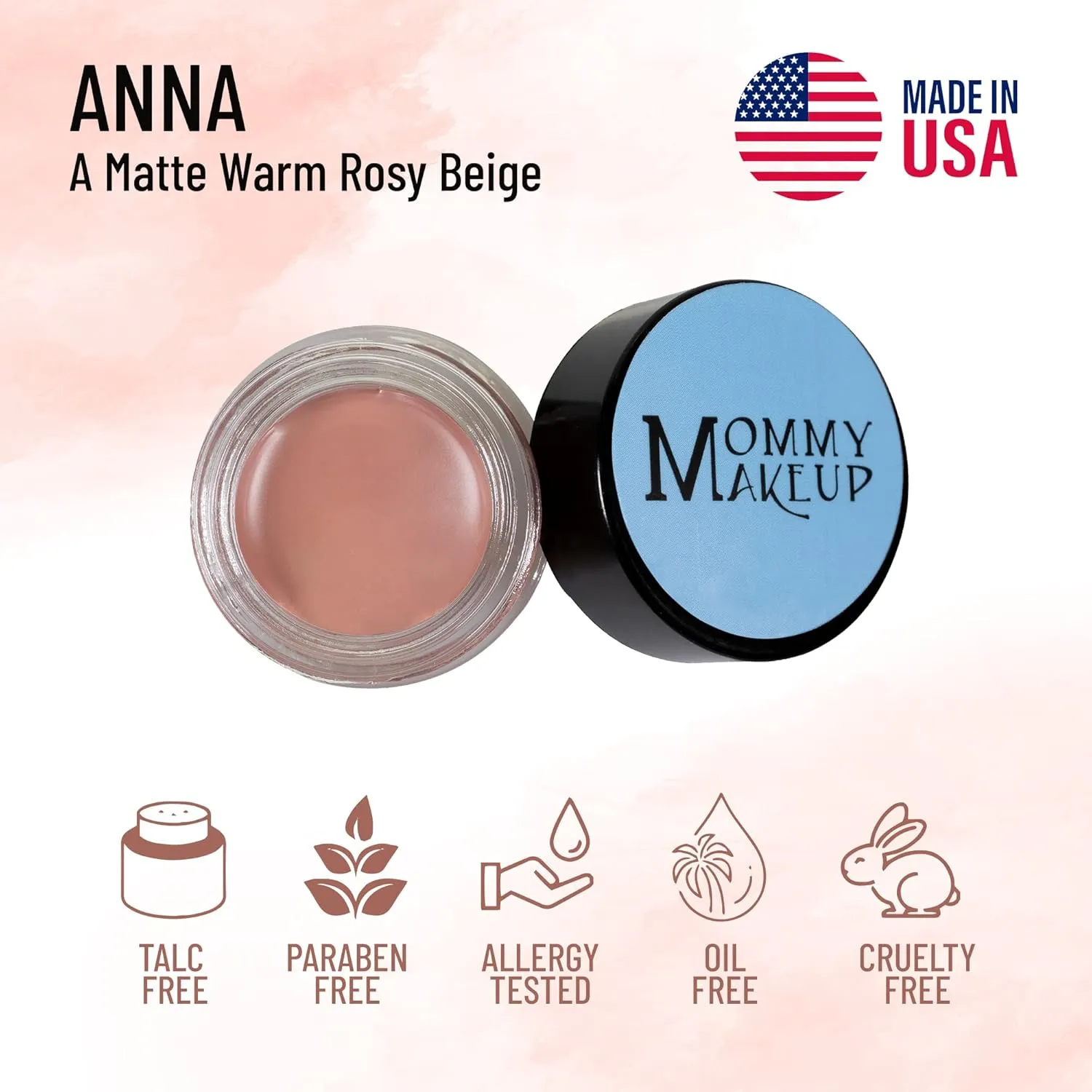 Mommy Makeup Any Wear Creme Eyeshadow - Waterproof, Smudge-proof, Highly Pigmented - Cream Eye Shadow for Eyes, Cheeks & Lips - Oil-free, Paraben-Free, Cruelty Free (Anna)