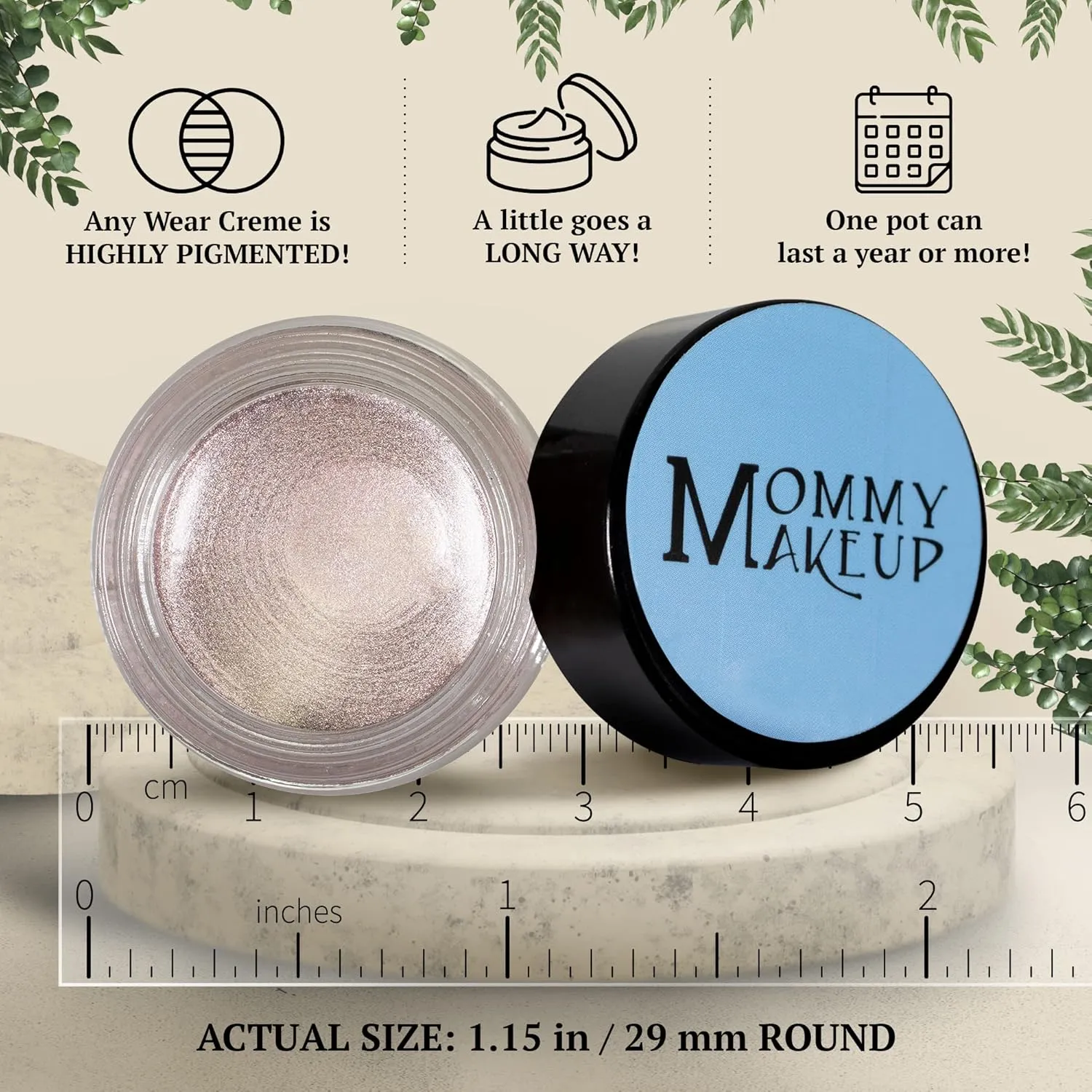 Mommy Makeup Any Wear Creme Eyeshadow - Waterproof, Smudge-proof, Highly Pigmented - Cream Eye Shadow for Eyes, Cheeks & Lips - Oil-free, Paraben-Free, Cruelty Free (Crystal)