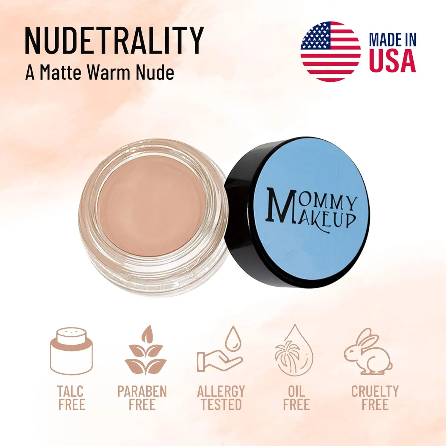 Mommy Makeup Any Wear Creme Eyeshadow - Waterproof, Smudge-proof, Highly Pigmented - Cream Eye Shadow for Eyes, Cheeks & Lips - Oil-free, Paraben-Free, Cruelty Free (Nudetrality)