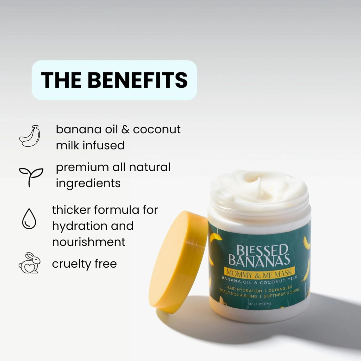 Mommy & Me Mask - 8oz Banana Oil & Coconut Milk- Hair Hydration, Scalp Nourishing, Detangler, Softness & Shine - 1 Count