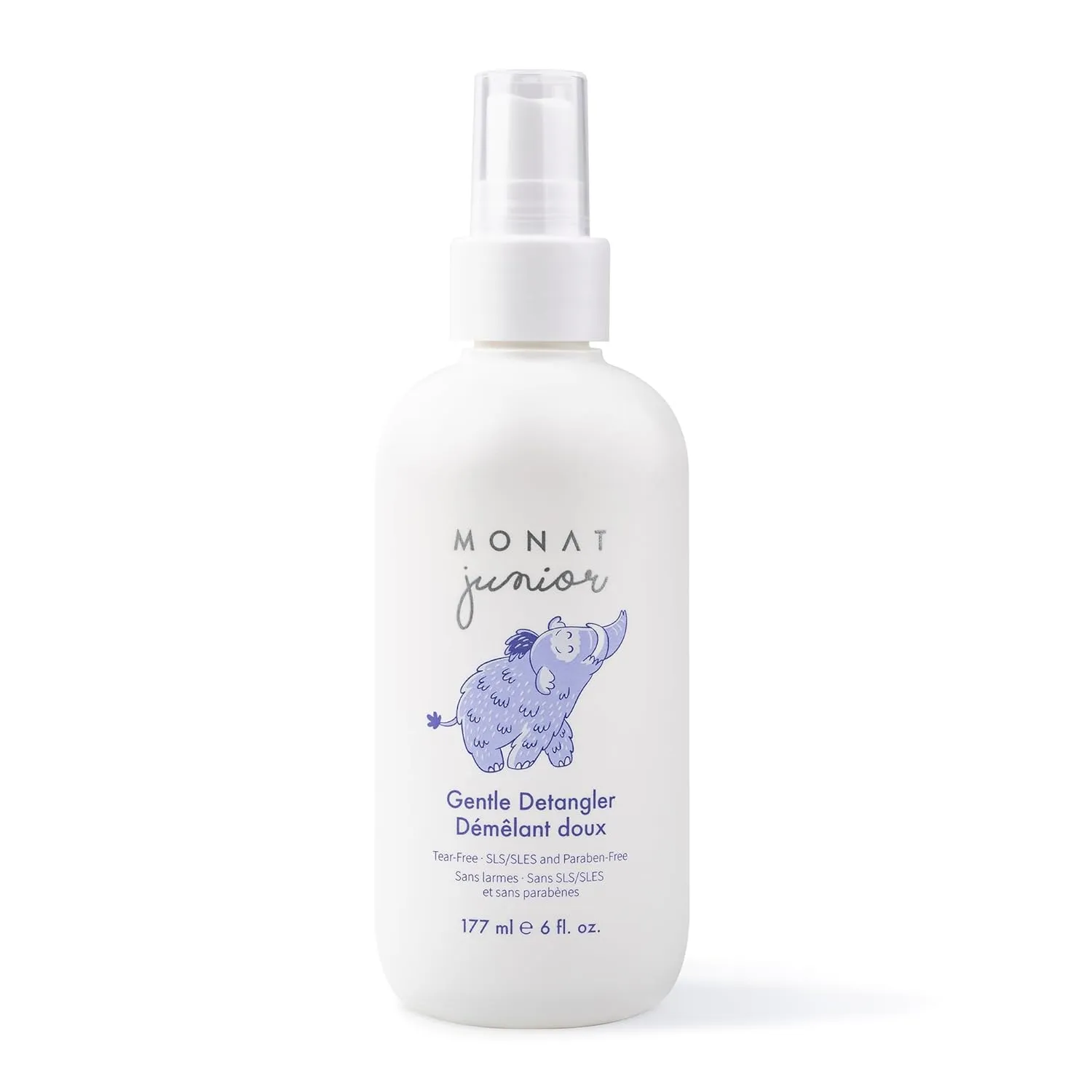 MONAT Junior™ Gentle Detangler - Safe and tear free Hair Detangler Spray for children. All Natural Tear-free, Sulfate & Paraben-free- Net Wt. 177 ml e / 6 fl. Oz.
