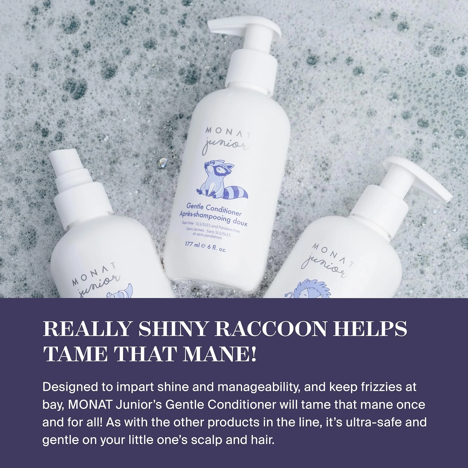 MONAT Junior Gentle Conditioner - A safe and gentle Anti Frizz Hair Conditioner for children that rinses out quickly. All Natural Tear-free, Sulfate & Paraben-free - Net Wt. 177 ml e / 6 fl. Oz.