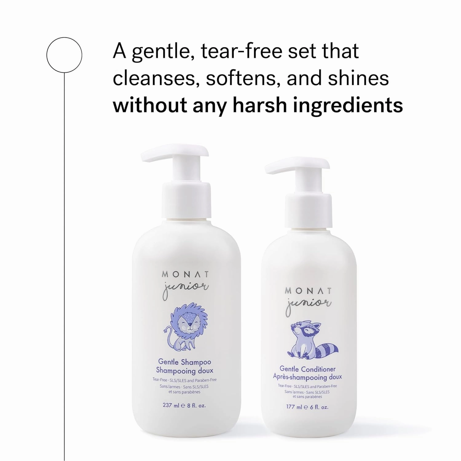 MONAT Junior™ Gentle Shampoo and Conditioner Set – Safe, Tear-Free, Anti-Frizz, All-Natural, Sulfate- & Paraben-Free Hair Care for Kids – 414 ml. (14 fl. oz.)