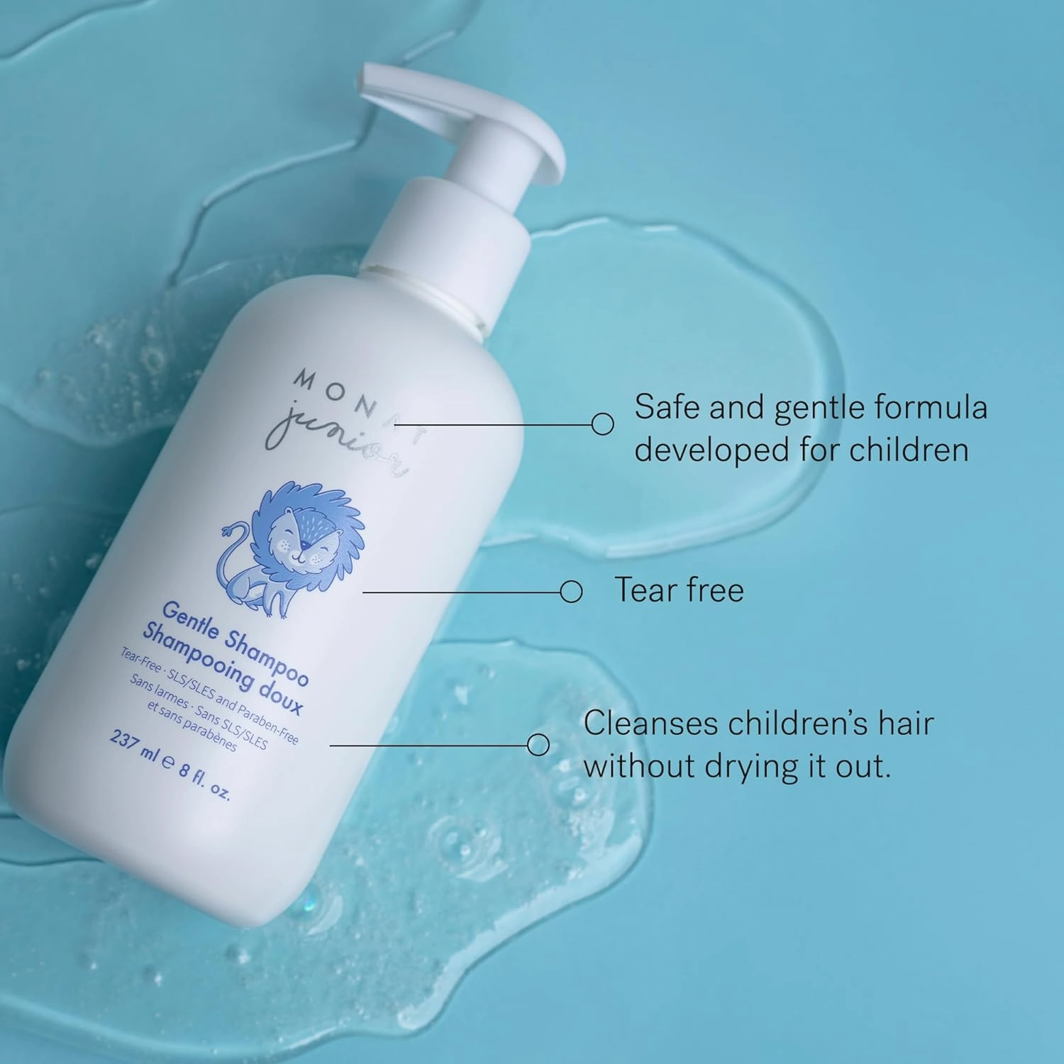 MONAT Junior™ Gentle Shampoo and Conditioner Set – Safe, Tear-Free, Anti-Frizz, All-Natural, Sulfate- & Paraben-Free Hair Care for Kids – 414 ml. (14 fl. oz.)
