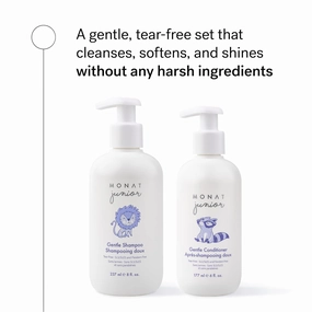 MONAT Junior™ Gentle Shampoo and Conditioner Set – Safe, Tear-Free, Anti-Frizz, All-Natural, Sulfate- & Paraben-Free Hair Care for Kids – 414 ml. (14 fl. oz.)