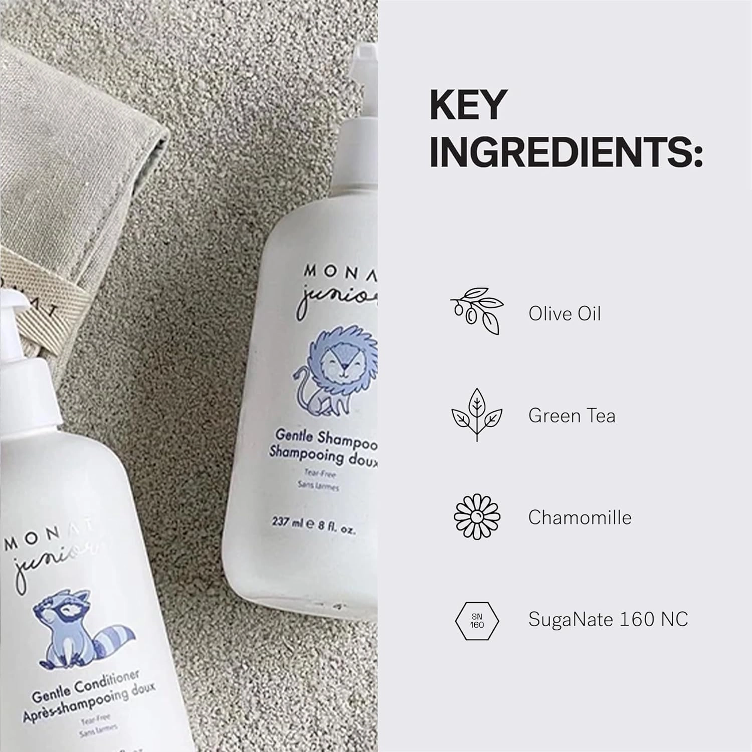 MONAT Junior™ Gentle Shampoo and Conditioner Set – Safe, Tear-Free, Anti-Frizz, All-Natural, Sulfate- & Paraben-Free Hair Care for Kids – 414 ml. (14 fl. oz.)