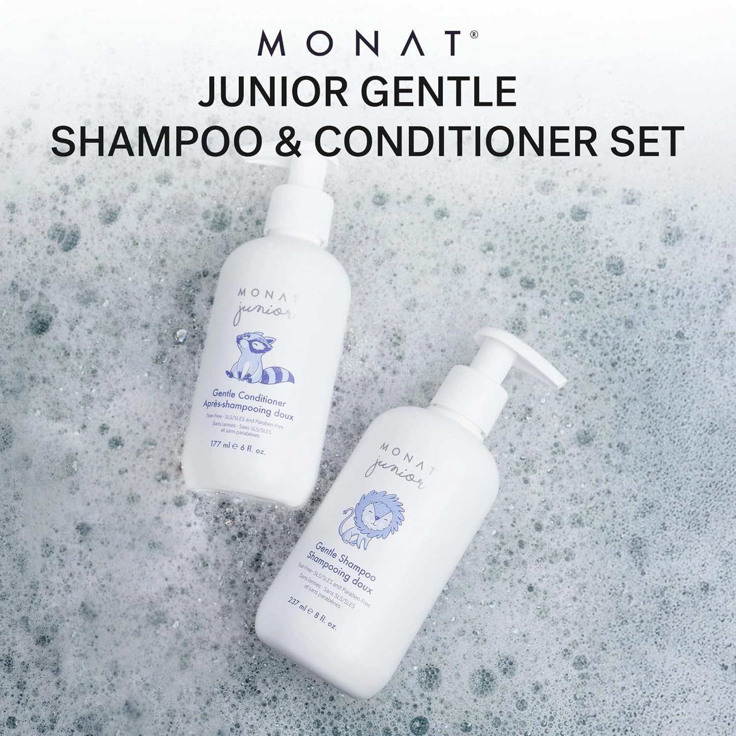 MONAT Junior™ Gentle Shampoo and Conditioner Set – Safe, Tear-Free, Anti-Frizz, All-Natural, Sulfate- & Paraben-Free Hair Care for Kids – 414 ml. (14 fl. oz.)