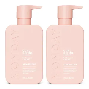 MONDAY HAIRCARE Curl Define Shampoo   Conditioner Set (2 Pack) 12oz Each, Nourishing Curls, Tames Frizz, Enhances Shine with Coconut Oil and Shea Butter, 100% Recyclable Bottles