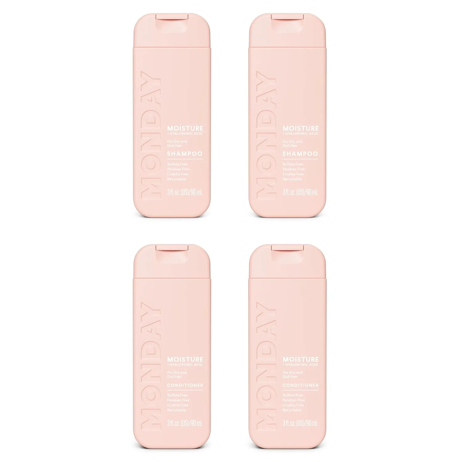 Monday Haircare Moisture Shampoo & Conditioner Travel Pack - 3oz, 90ML Travel Kit (2 x Shampoo,2 x Conditioner)