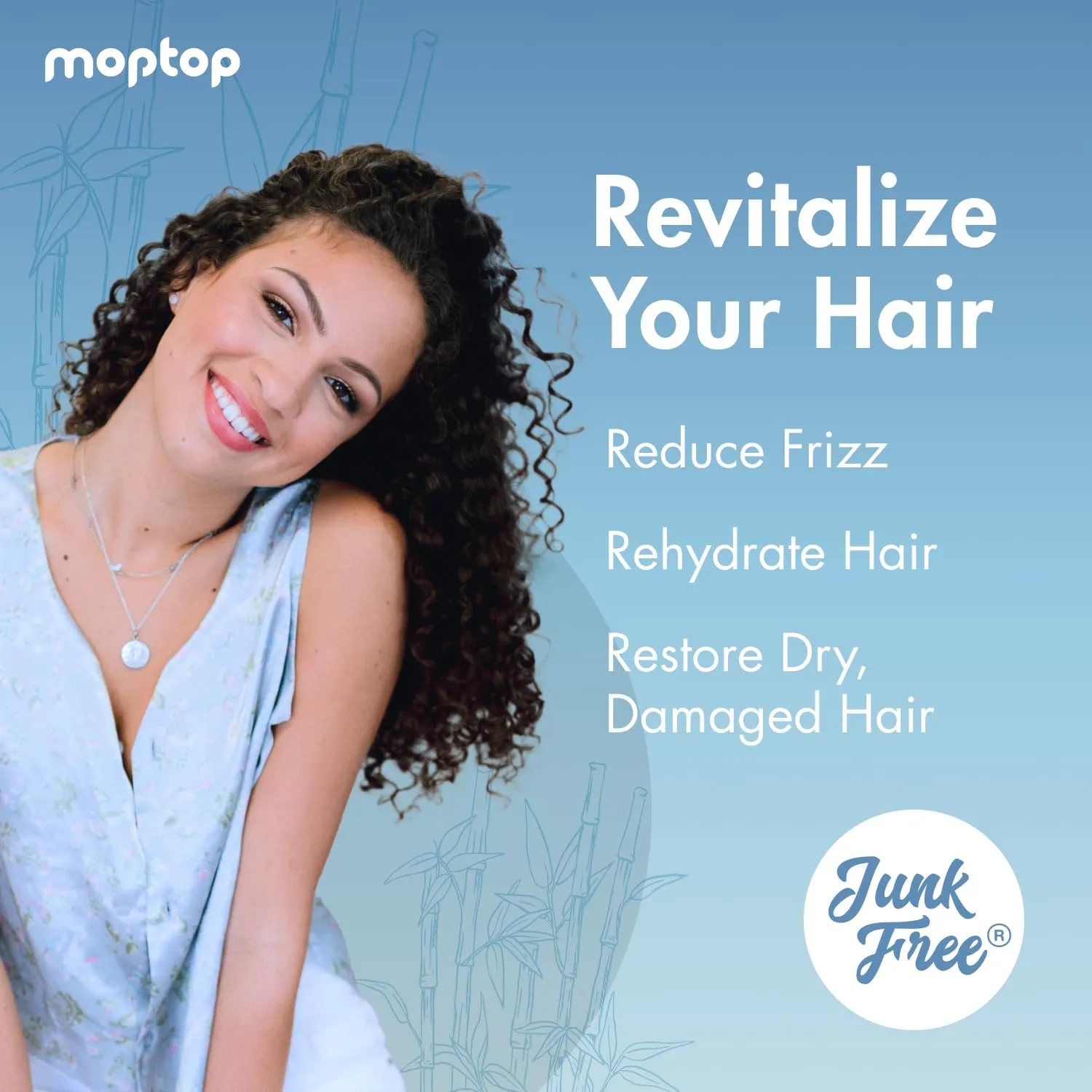 MopTop Daily Curly Hair Conditioner – Hair Moisturizer to Restore Dry, Damaged Hair & Reduce Frizz, Sulfate & Paraben Free Hair Care for All Hair Types – Wavy, Curly, Coily (Bamboo, 8 oz)