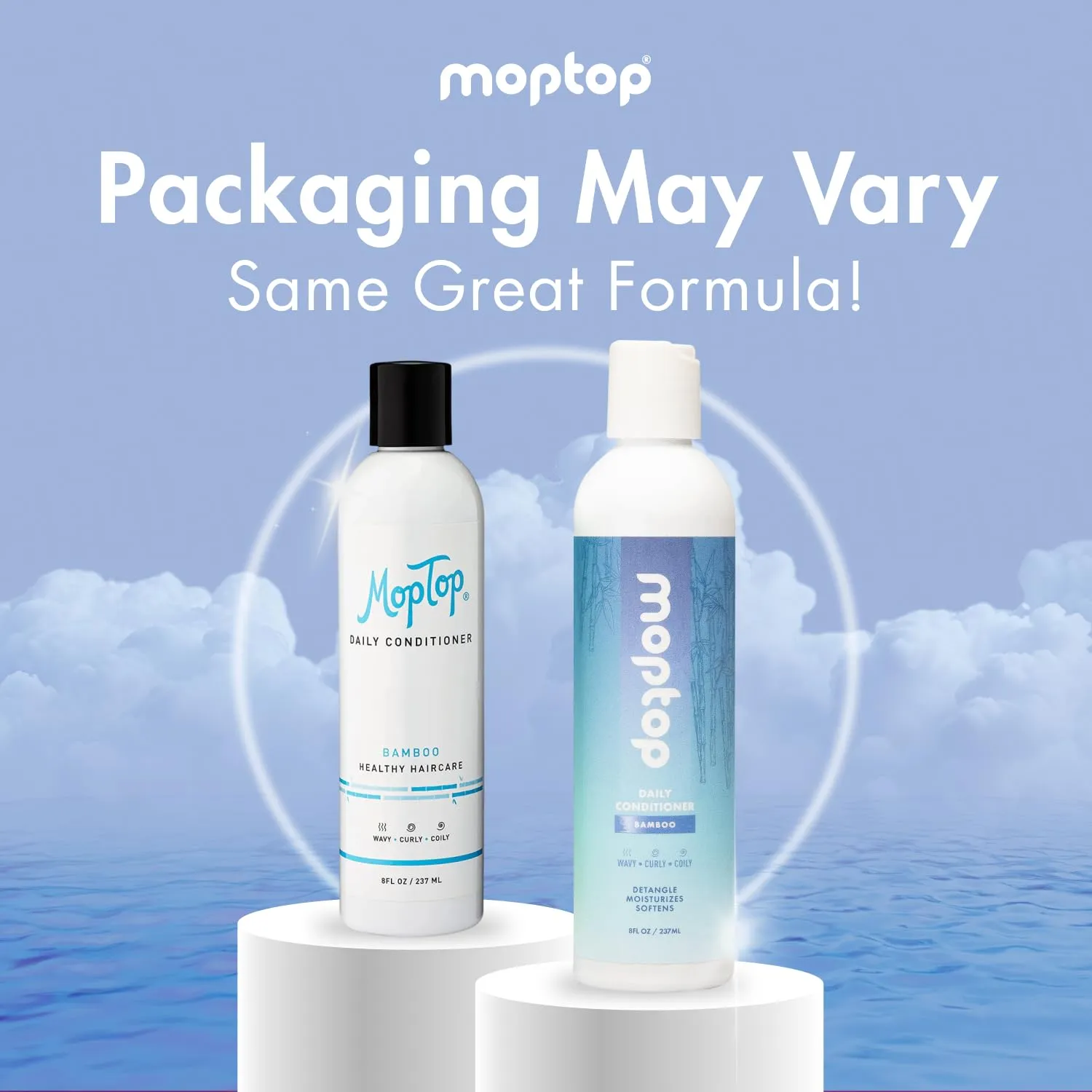 MopTop Daily Curly Hair Conditioner – Hair Moisturizer to Restore Dry, Damaged Hair & Reduce Frizz, Sulfate & Paraben Free Hair Care for All Hair Types – Wavy, Curly, Coily (Bamboo, 8 oz)