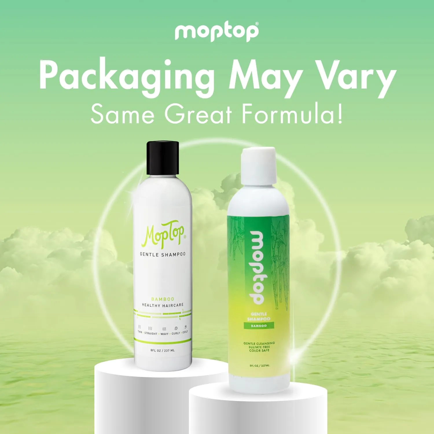 MopTop Gentle Shampoo – Every Day Curly Hair Shampoo, Improves Moisture & Reduces Frizz, Sulfate & Paraben Free Hair Care for Straight, Wavy, Curly, Coily Hair (Bamboo, 8oz)
