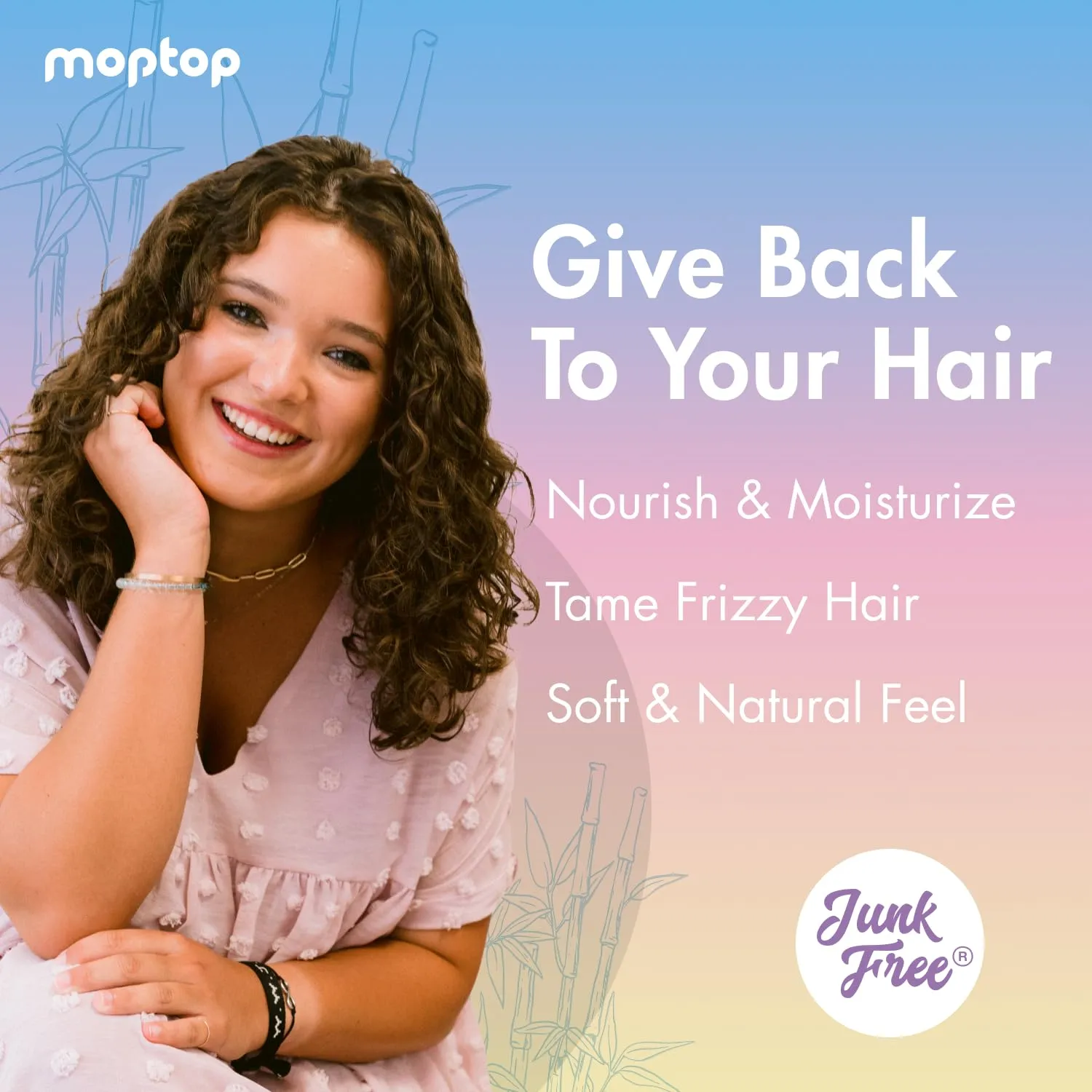 MopTop Leave In Conditioner for Curly Hair – Hair Moisturizer to Soften, Moisturize & Hydrate, Anti Frizz for All Textures & Curl Types, Sulfate & Paraben Free Hair Conditioner (Bamboo Essence, 8oz)