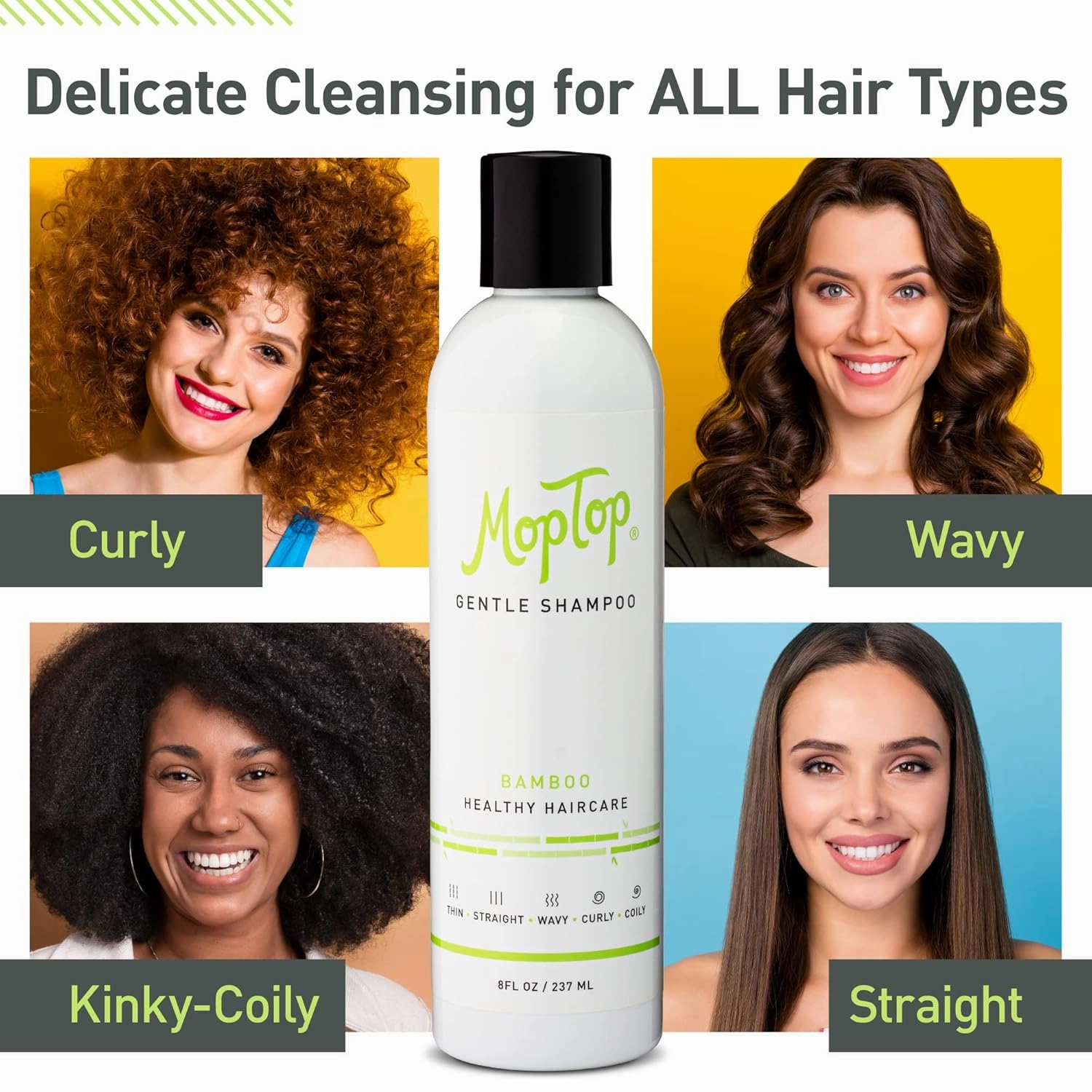MopTop Gentle Shampoo   Light Conditioner   Curly Hair Gel for Curly, Wavy, and Coily Hair, Color Safe, Moisturizing Womens Hair Care