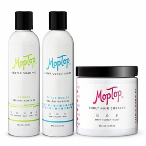 MopTop Gentle Shampoo   Light Conditioner   Curly Hair Gel for Curly, Wavy, and Coily Hair, Color Safe, Moisturizing Womens Hair Care