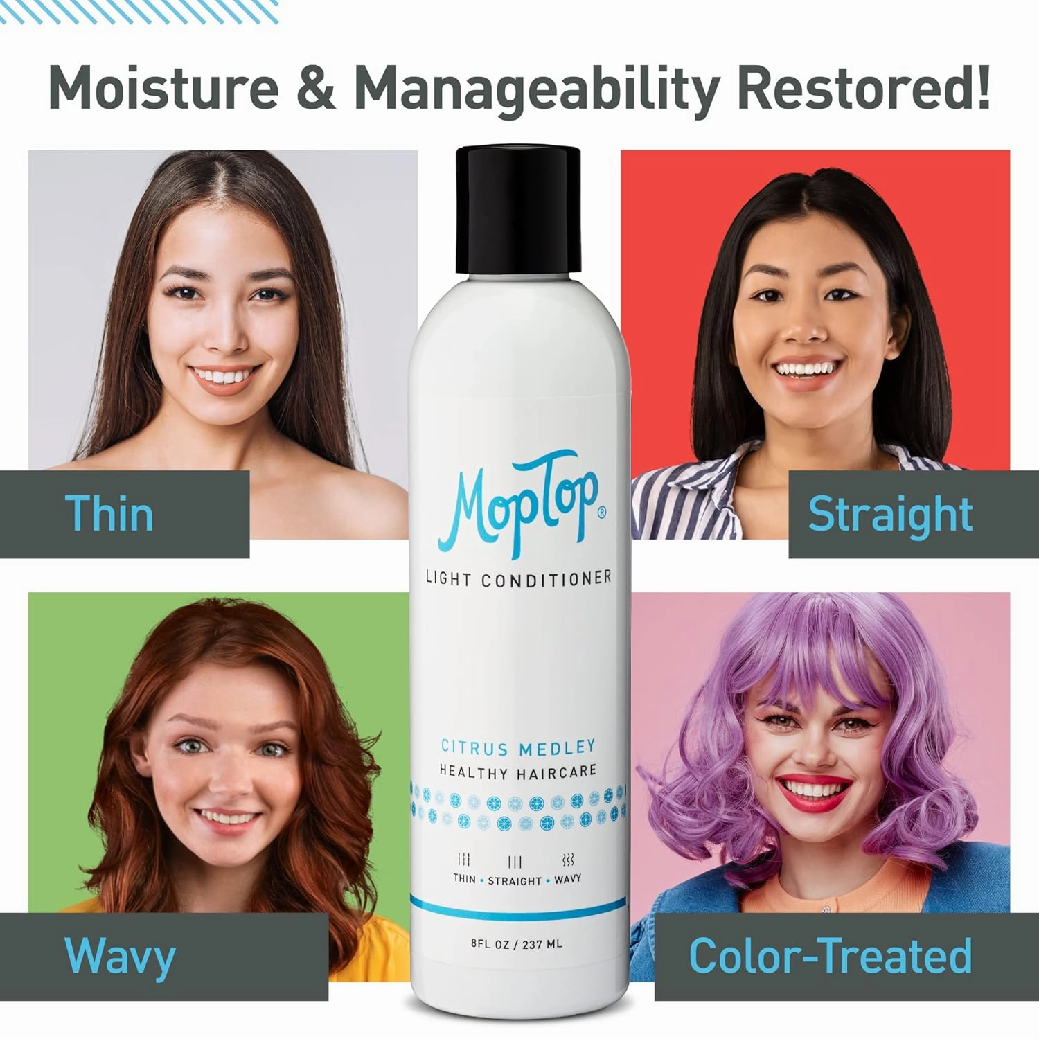 MopTop Gentle Shampoo   Light Conditioner   Curly Hair Gel for Curly, Wavy, and Coily Hair, Color Safe, Moisturizing Womens Hair Care