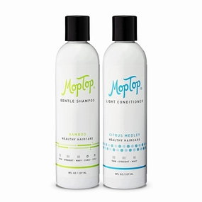 MopTop Lightweight Curly Hair Shampoo and Conditioner Set – Gentle Shampoo   Light Conditioner, Reduces Frizz & Restores Dry Damaged Hair, Sulfate & Paraben Free – Wavy, Curly, Coily, Kinky (Set of 3)