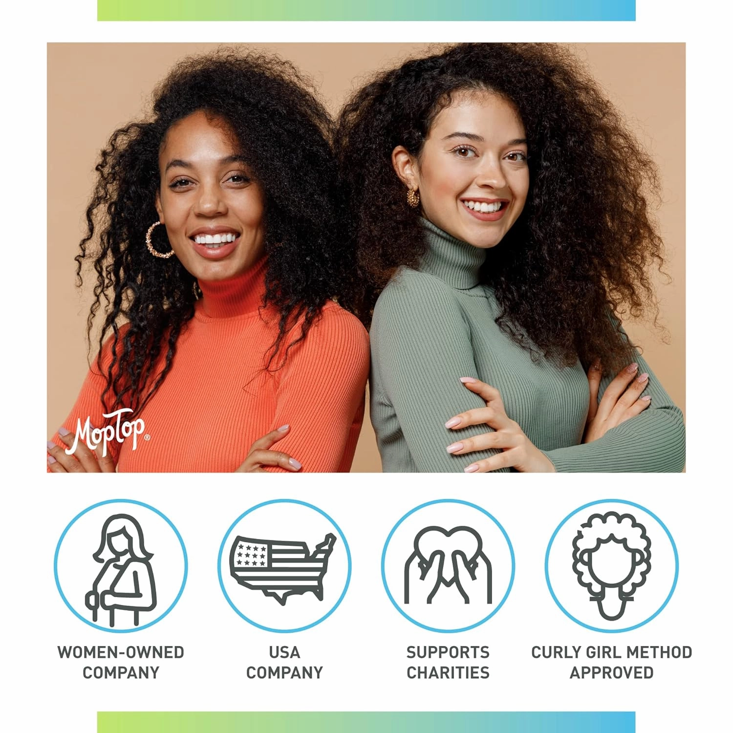MopTop Moisturizing Curly Hair Shampoo and Conditioner Set – Gentle Shampoo   Daily Conditioner, Reduce Frizz, & Restore Dry Damaged Hair, Sulfate & Paraben Free – Wavy, Curly, Coily, Kinky (Set of 2)
