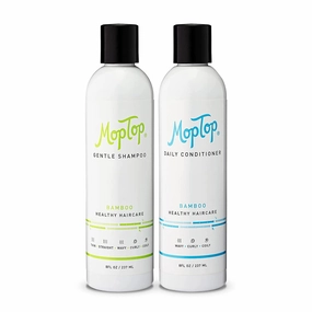 MopTop Moisturizing Curly Hair Shampoo and Conditioner Set – Gentle Shampoo   Daily Conditioner, Reduce Frizz, & Restore Dry Damaged Hair, Sulfate & Paraben Free – Wavy, Curly, Coily, Kinky (Set of 2)