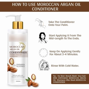 Moroccan Argan Conditioner | for Longer, Stronger Hair, with Argan Protein | Silicone Free|Women & Men| 200ml