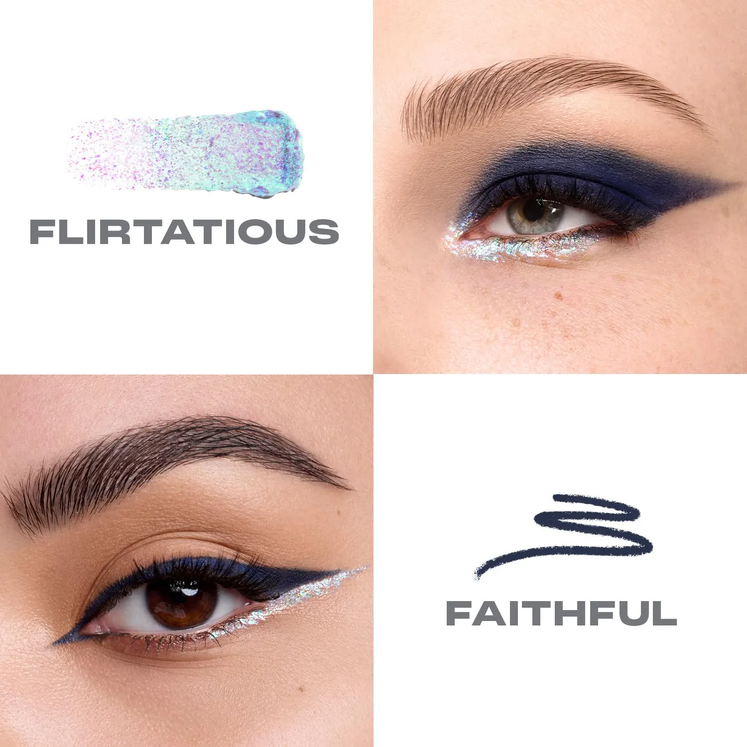 Morphe Mixed Signals Dual-Ended Eyeshadow Stick - Cream Eyeshadow Pigment & Chrome Liquid Flakes for Bold, Layered Eye Makeup Looks - Flirtatious/Faithful (0.96 oz)