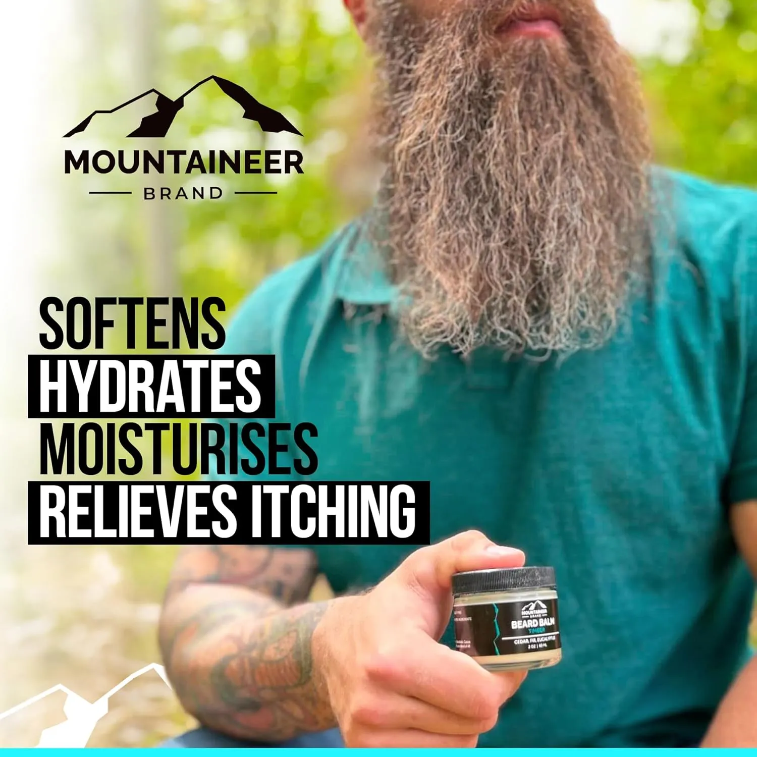 Mountaineer Brand Natural Beard Balm with White Water Scent | Scents Inspired by Nature | Beard Butter for Men | Leave in Condidtioner | Hydrates, Softens and Tames | Made in West Virginia | 2oz