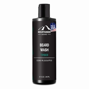 Mountaineer Brand Beard Wash For Men | 100% Natural Beard Shampoo | Thick Cleaning Softening Lather for Hair and Skin | Hydrate and Detangle | Grooming Treatment | WV Timber Scent 8oz