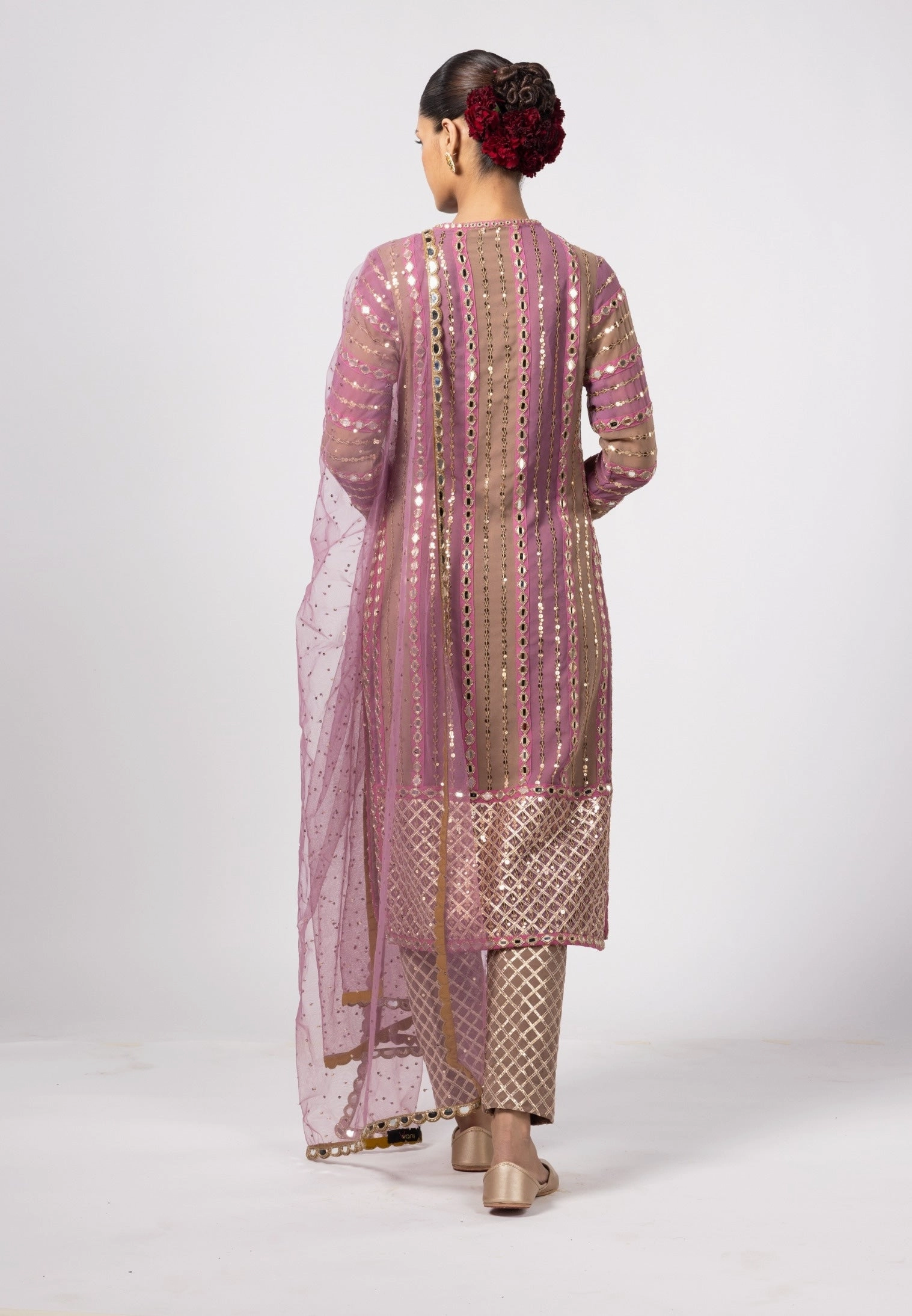 Mud mauve mirror straight kurta set